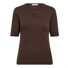 CO`COUTURE T-SHIRT, GRANNYCC EMBROIDERY SS TEE, MOCCA